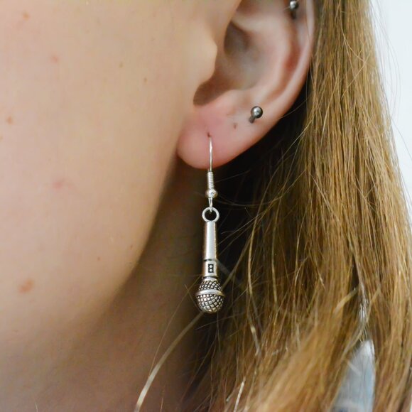Silver Music Themed Earrings - Picture 3 of 6